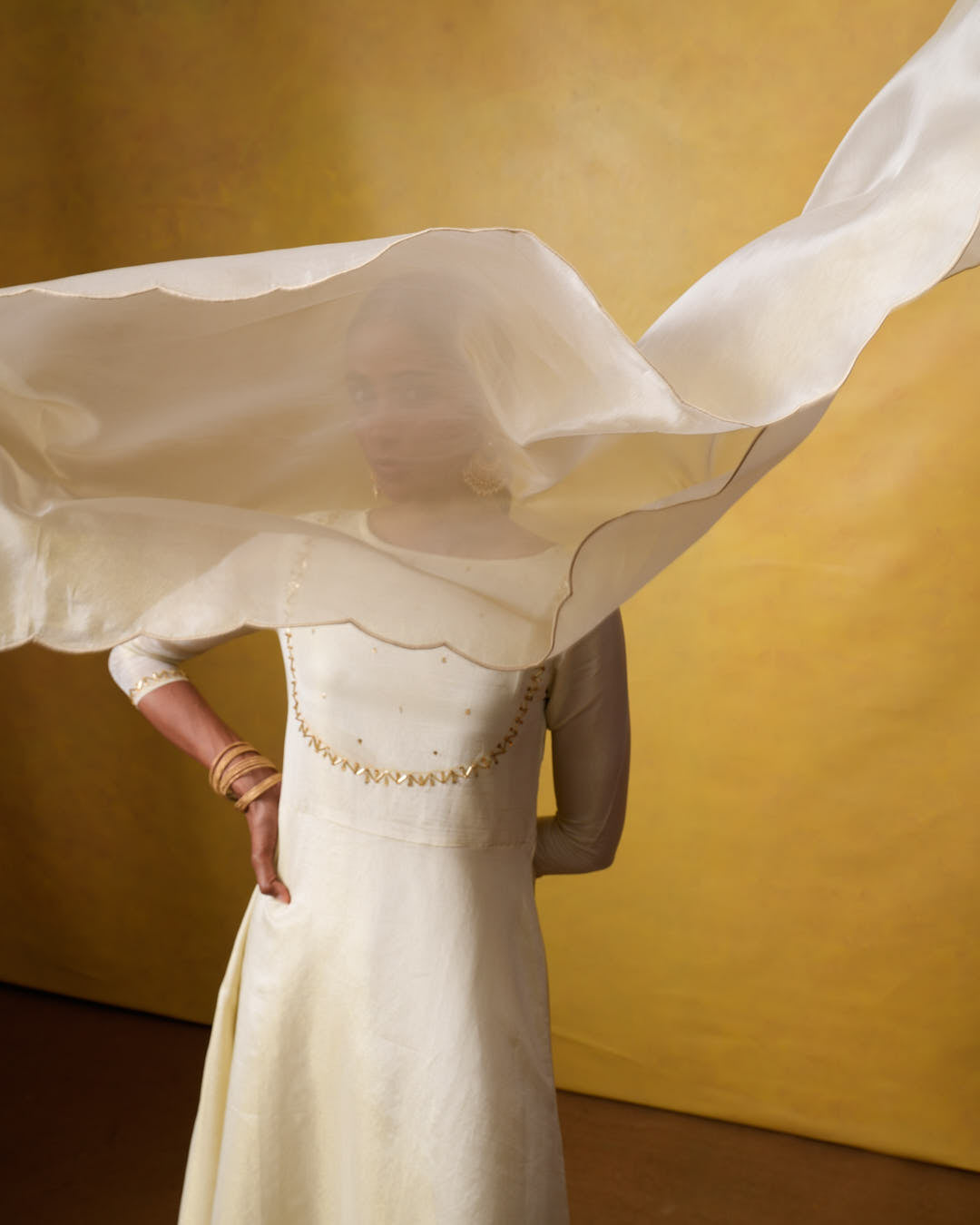 Amaya White Ethereal Suit set with Hand embroidery