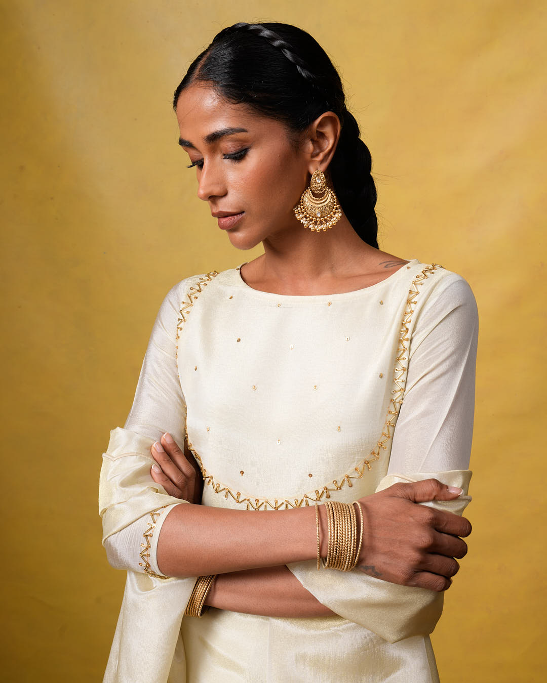 Amaya White Ethereal Suit set with Hand embroidery